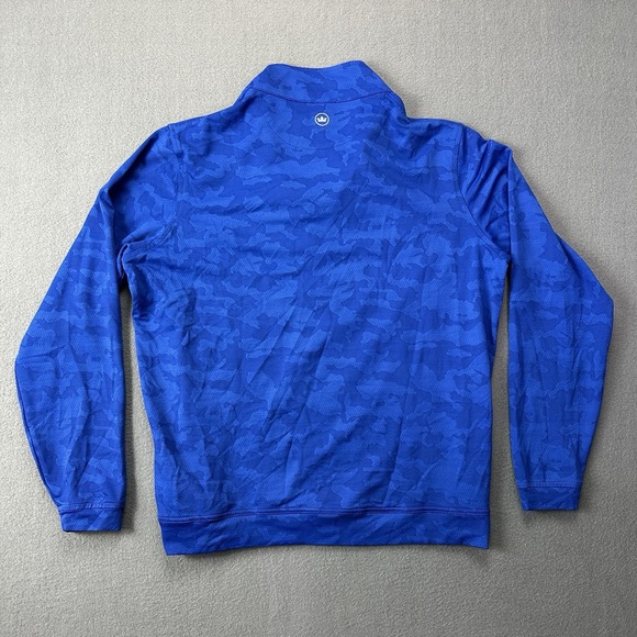 PETER MILLAR Crown Sport Camo Performance 1/4 Zip Pullover (BLUE LAPIS) Medium - Picture 6 of 7